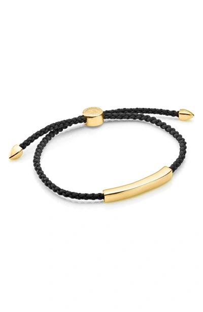 Shop Monica Vinader Linear Friendship Bracelet In Black/ Yellow Gold