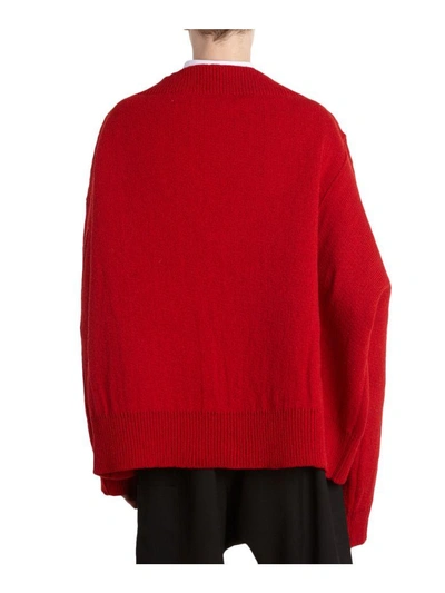 Shop Raf Simons Oversized Wool Sweater In Rosso
