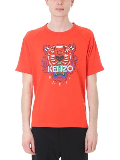 Shop Kenzo Tiger Orange Cotton T-shirt In Red