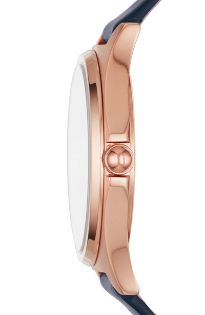 Shop Marc Jacobs Henry Leather Strap Watch, 38mm In Blue/ White/ Rose Gold