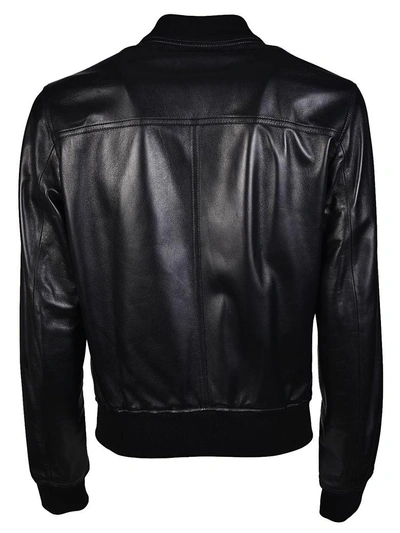 Shop Dolce & Gabbana Leather Bomber Jacket In Nero