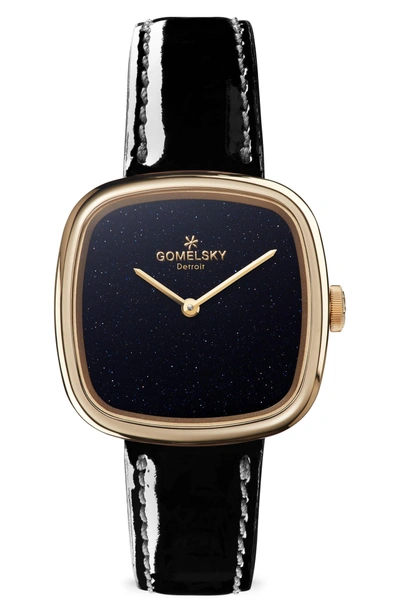 Shop Gomelsky The Eppie Sneed Leather Strap Watch, 32mm In Black/ Sandstone/ Gold