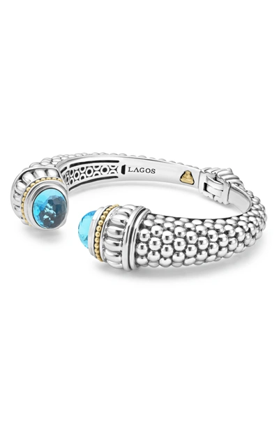 Shop Lagos Caviar Color Hinge Wrist Cuff In Swiss Blue Topaz