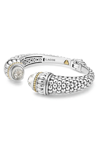 Shop Lagos Caviar Color Hinge Wrist Cuff In White Topaz