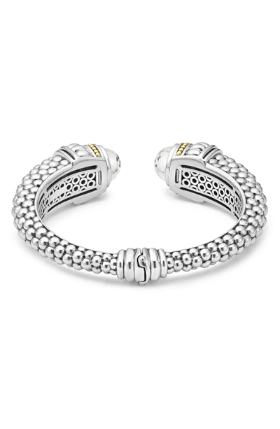 Shop Lagos Caviar Color Hinge Wrist Cuff In White Topaz