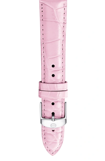 Shop Michele 16mm Alligator Watch Strap In Pink