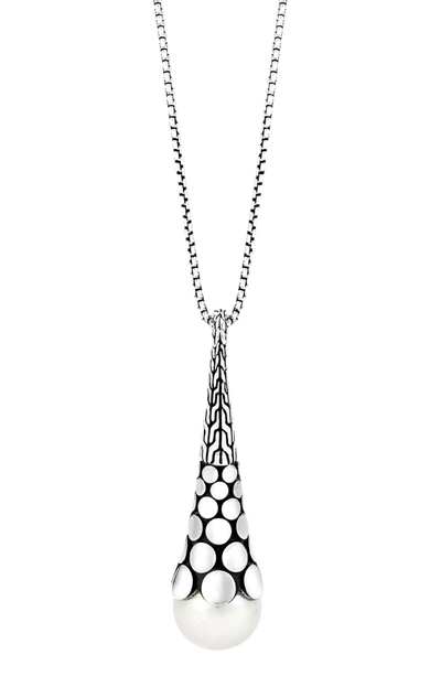 Shop John Hardy 'dot' Drop Pearl Pendant Necklace In Silver