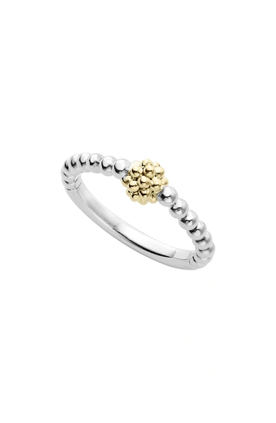 Shop Lagos Caviar Icon Stacking Ring In Silver/ Gold