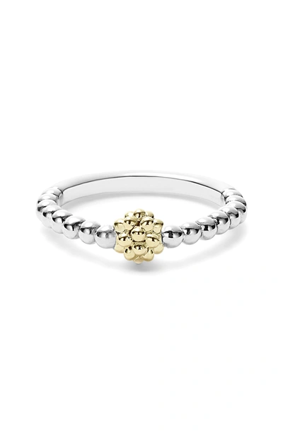 Shop Lagos Caviar Icon Stacking Ring In Silver/ Gold