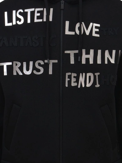 Shop Fendi Hoodie With Patches In Black