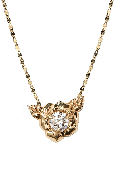 Shop Nora Kogan Little Rosebud Pendant Necklace In Yellow Gold