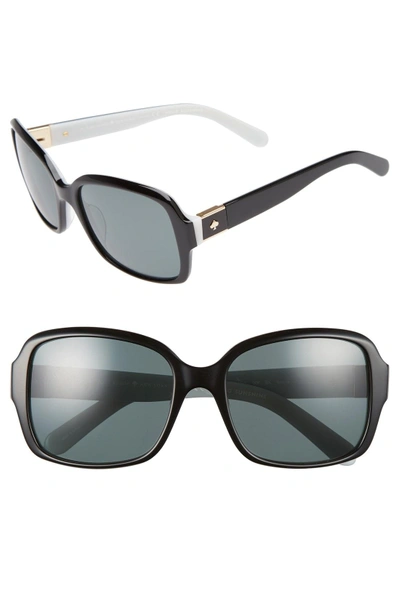 Shop Kate Spade Annor 54mm Polarized Sunglasses - Black/ White