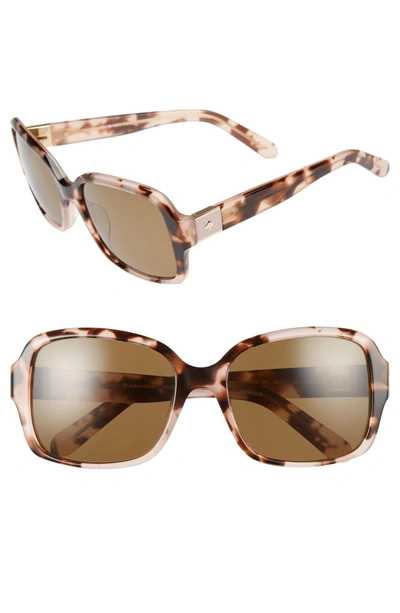 Shop Kate Spade Annor 54mm Polarized Sunglasses - Pink/ Havana