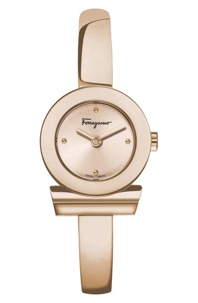 Shop Ferragamo Gancino Bracelet Watch, 22.5mm In Rose Gold