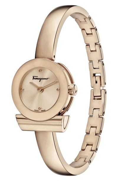 Shop Ferragamo Gancino Bracelet Watch, 22.5mm In Rose Gold