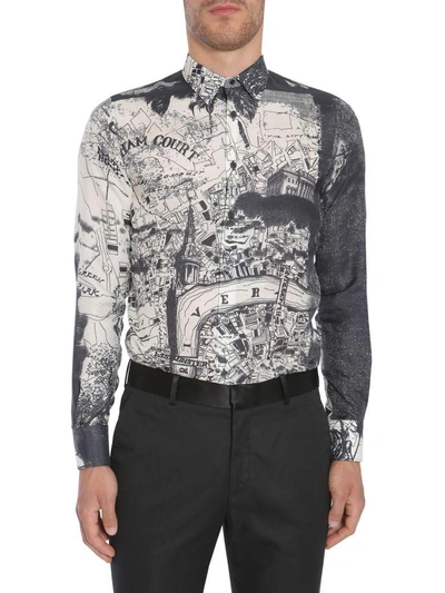 Shop Alexander Mcqueen London Map Print Shirt In Bianco