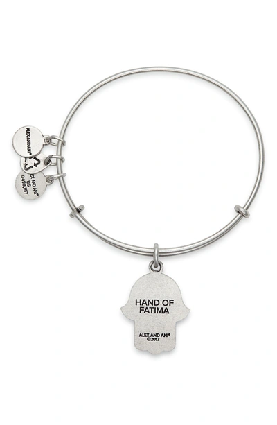 Shop Alex And Ani Hand Of Fatima Adjustable Wire Bangle In Russian Silver