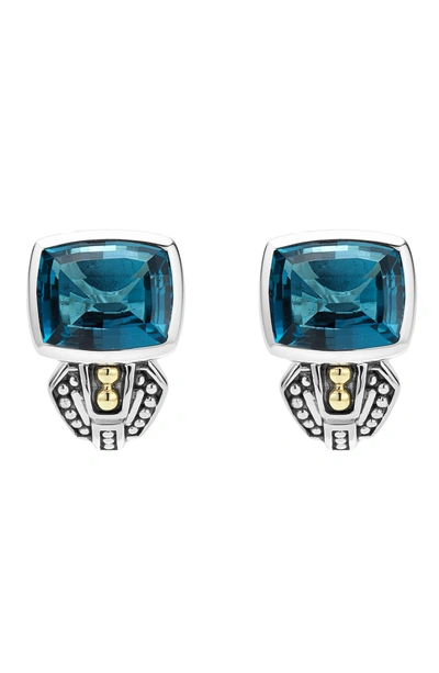 Shop Lagos 'caviar Color' Semiprecious Stone Stud Earrings In London Blue Topaz
