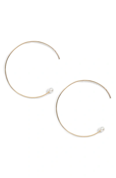 Shop Jules Smith Yoshi Imitation Pearl Hoop Earrings In Gold/ Pearl