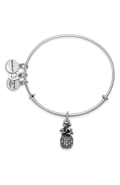 Shop Alex And Ani Pineapple Adjustable Wire Bangle In Russian Silver