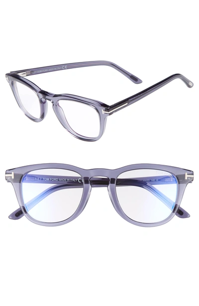 Shop Tom Ford 49mm Blue Light Blocking Glasses In Shiny Transparent Grey/ Blue