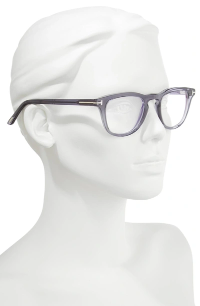 Shop Tom Ford 49mm Blue Light Blocking Glasses In Shiny Transparent Grey/ Blue