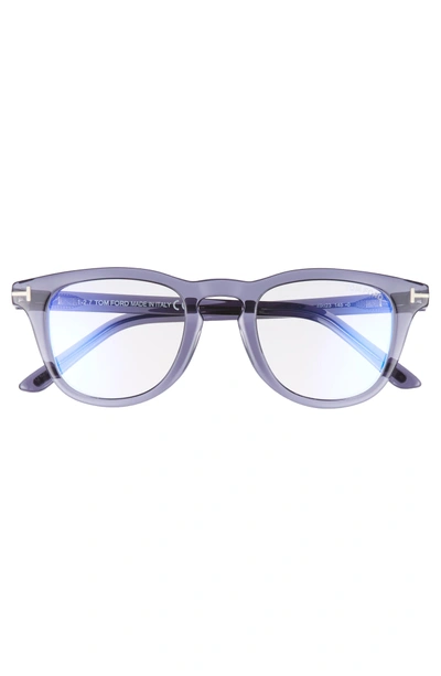 Shop Tom Ford 49mm Blue Light Blocking Glasses In Shiny Transparent Grey/ Blue