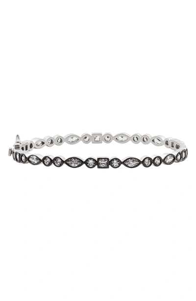 Shop Freida Rothman Signature Hinge Bangle In Silver/ Black