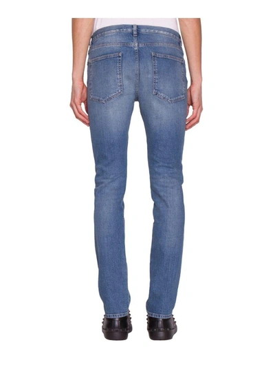 Shop Valentino Rockstud Untitled Denim Cotton Jeans In Blu