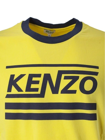 Shop Kenzo Striped Logo T-shirt In Citron