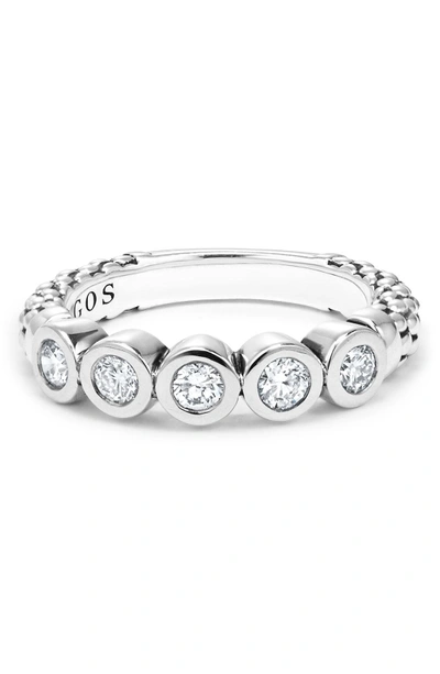 Shop Lagos Diamond Stacking Ring In Silver