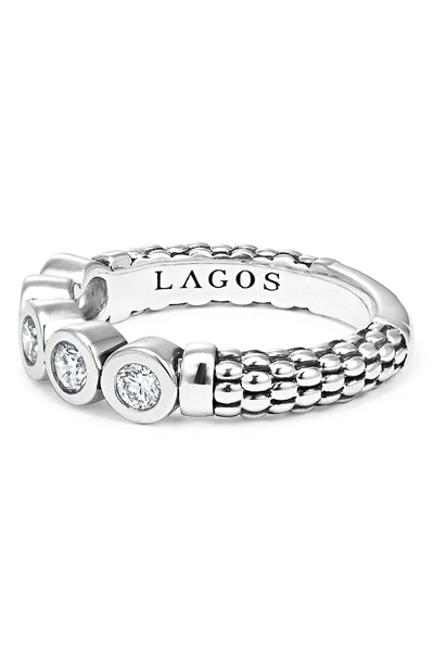 Shop Lagos Diamond Stacking Ring In Silver