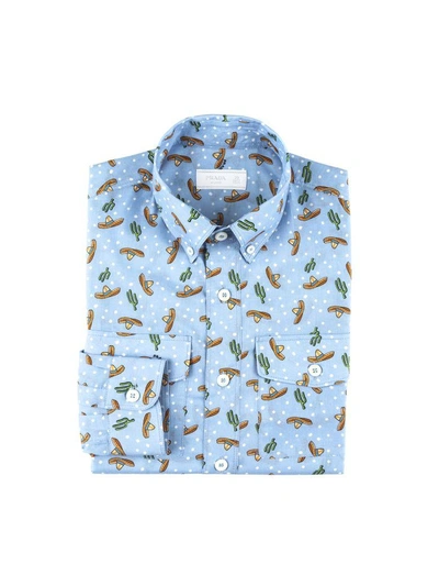 Shop Prada Batista Sombrero Shirt In Azzurroceleste