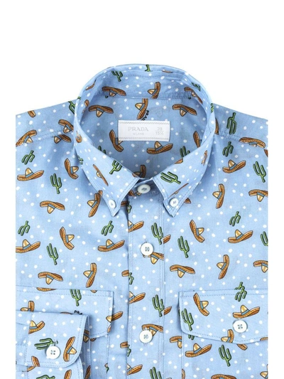 Shop Prada Batista Sombrero Shirt In Azzurroceleste