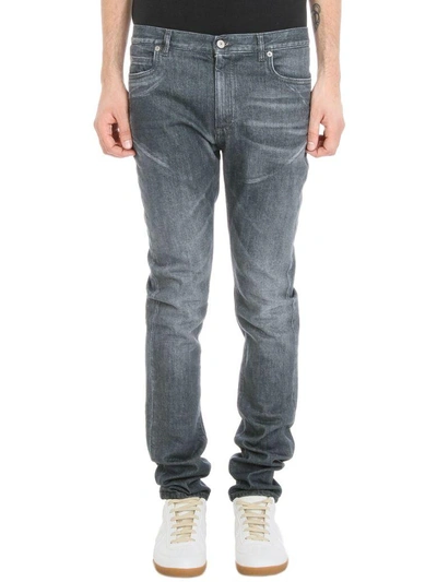 Shop Maison Margiela Slim-fit Grey Denim Jeans
