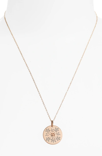 Shop Gucci Icon Blooms Pendant Necklace In Rose Gold