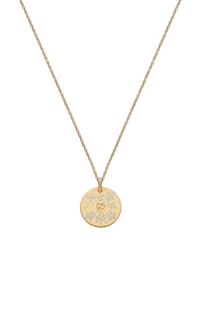 Shop Gucci Icon Blooms Pendant Necklace In Yellow Gold