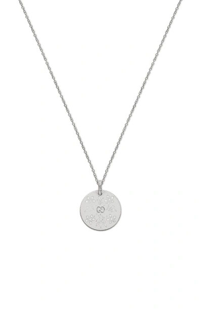 Shop Gucci Icon Blooms Pendant Necklace In White Gold