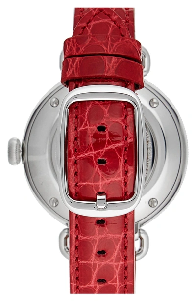 Shop Shinola The Canfield Alligator Strap Watch, 38mm In Red/ Mop/ Silver