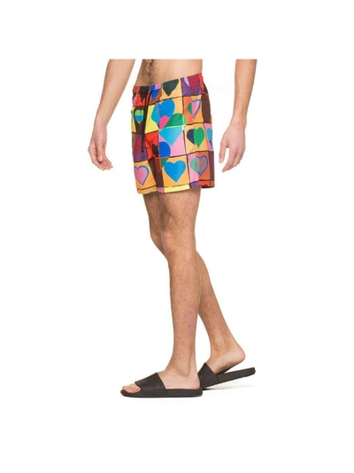 Shop Jw Anderson Heart Grid Swimshorts In Multicolor