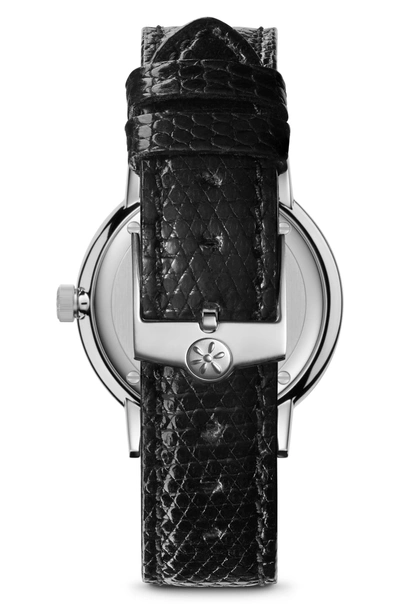 Shop Gomelsky The Agnes Varis Lizard Strap Watch, 32mm In Black/ Off White/ Silver
