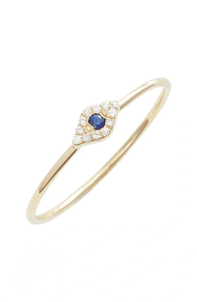 Shop Ef Collection Evil Eye Diamond & Sapphire Stack Ring In Yellow Gold