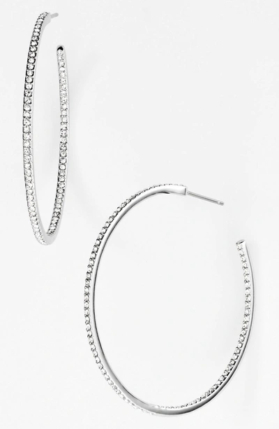 Shop Nadri Medium Inside Out Hoop Earrings (nordstrom Exclusive) In Silver/ Clear