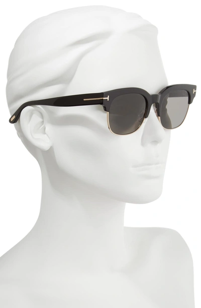 Shop Tom Ford Harry 53mm Half-rim Sunglasses In Black/ Rose Gold/ Smoke