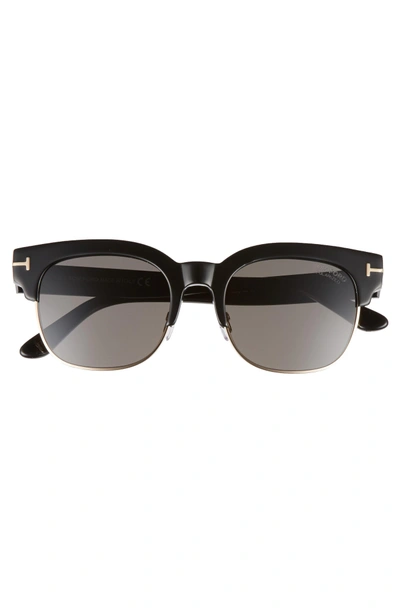 Shop Tom Ford Harry 53mm Half-rim Sunglasses In Black/ Rose Gold/ Smoke