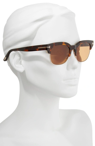 Shop Tom Ford Harry 53mm Half-rim Sunglasses - Havana/ Rose Gold/ Brown