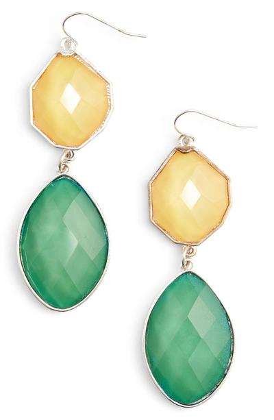 Shop Adia Kibur Stone Drop Earrings In Light Green/ Yellow