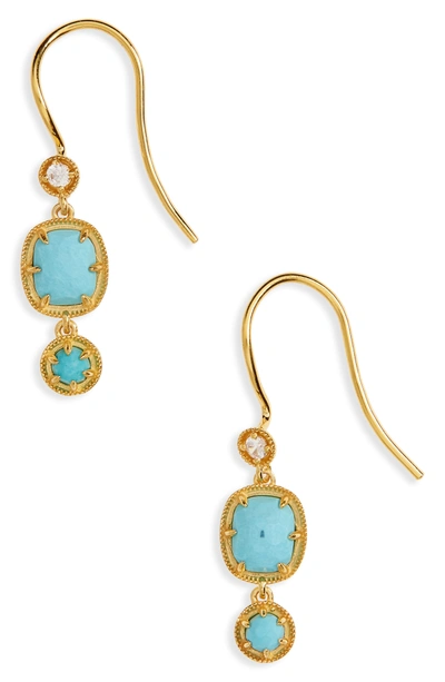 Shop Nadri Cleo Semiprecious Drop Earrings In Turquoise/ Gold