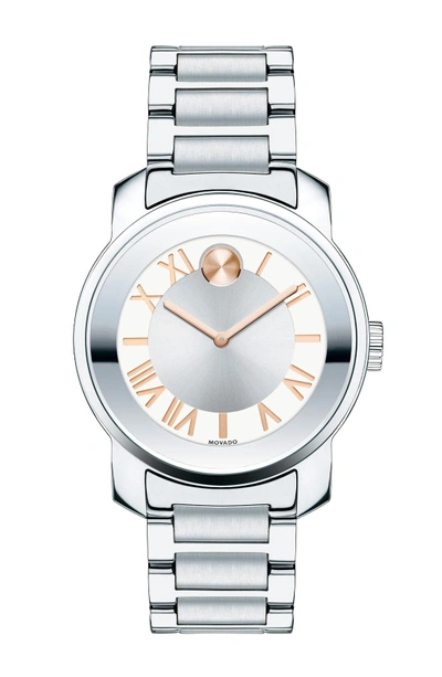 Shop Movado 'bold' Bracelet Watch, 32mm In Silver/ Rose Gold