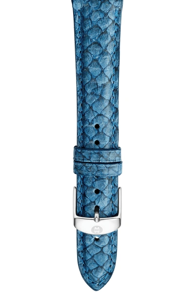 Shop Michele 16mm Seamist Blue Fish Skin Watch Strap